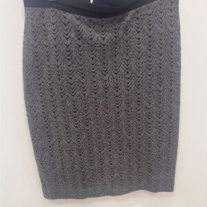 Ann Taylor Textured Black and Gray Midi Skirt